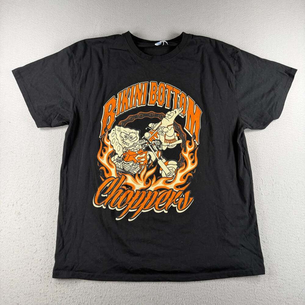 Bristol Brands SpongeBob Bikini Bottom Choppers Graphic T Shirt Black XL Biker